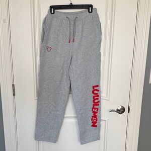 Men’s XS Disney lululemon athletica Gray Sweatpants with Red Logo